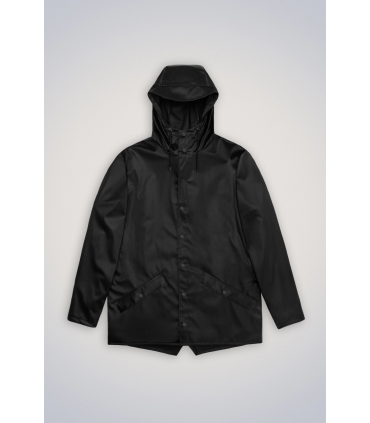 RAINS JACKET BLACK GRAIN