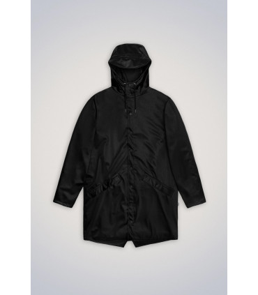 RAINS LONG JACKET BLACK GRAIN