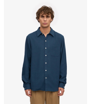 COLORFUL STANDARD ORGANIC FLANNEL SHIRT PETROL BLUE