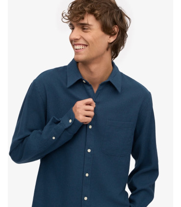 COLORFUL STANDARD ORGANIC FLANNEL SHIRT PETROL BLUE